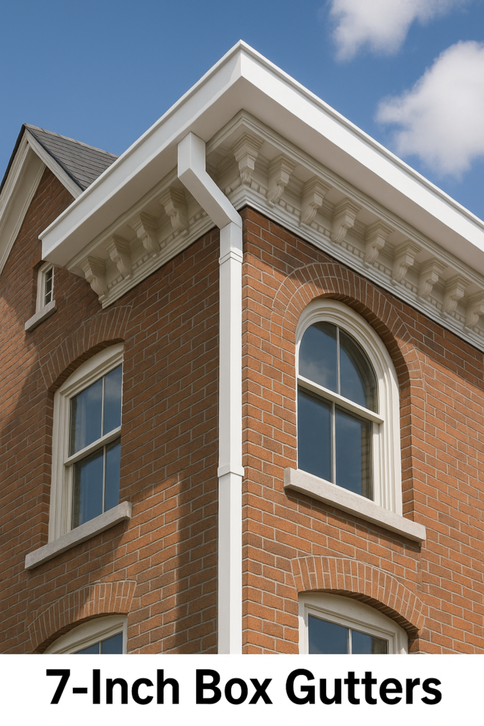7-inch box gutters on a building, Monde Gutters and Home Improvement